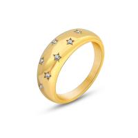 Titanium Steel Finger Ring Donut 18K gold plated fashion jewelry & micro pave cubic zirconia & for woman 6mm US Ring Sold By PC
