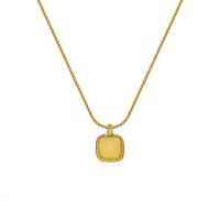 Titanium Steel Necklace, with 5cm extender chain, Square, 18K gold plated, fashion jewelry & for woman, more colors for choice, 12mm, Length:Approx 40 cm, Sold By PC