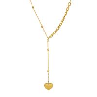 Titanstahl Halskette, mit Verlängerungskettchen von 5cm, Herz, 18K vergoldet, Modeschmuck & für Frau, keine, 65mm,13.5mm, Länge:ca. 38 cm, verkauft von PC