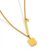 Colar de aço titânio, Partículas de aço, with 5cm extender chain, Quadrado, joias de moda & para mulher, dourado, 14mm, comprimento Aprox 40 cm, vendido por PC