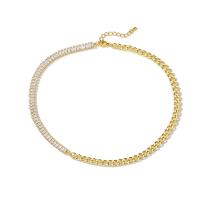 Cubic Zircon Micro Pave Brass Necklace, gold color plated, different styles for choice & micro pave cubic zirconia & for woman, Length:Approx 17.7 Inch, Sold By PC