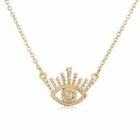 Cubic Zircon Micro Pave Brass Necklace, Eye, gold color plated, micro pave cubic zirconia & for woman, more colors for choice, 24x16mm, Length:Approx 17.7 Inch, Sold By PC