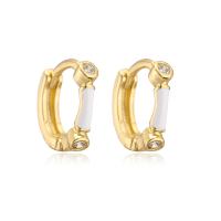 Brass Huggie Hoop Earring, gold color plated, micro pave cubic zirconia & for woman & enamel, more colors for choice, 11x11mm, Sold By Pair