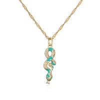 Cubic Zircon Micro Pave Brass Necklace, Snake, gold color plated, micro pave cubic zirconia & for woman & enamel, more colors for choice, 9x32mm, Length:Approx 17.7 Inch, Sold By Pair