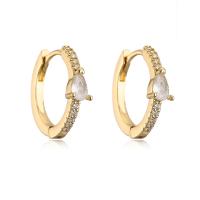 Brass Huggie Hoop Earring, gold color plated, micro pave cubic zirconia & for woman, more colors for choice, 18x17mm, Sold By Pair