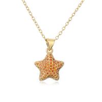 Cubic Zircon Micro Pave Brass Necklace, Star, gold color plated, micro pave cubic zirconia & for woman, more colors for choice, 15x20mm, Length:Approx 17.7 Inch, Sold By PC