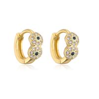 Brass Huggie Hoop Earring, gold color plated, micro pave cubic zirconia & for woman & enamel, more colors for choice, 12x11mm, Sold By Pair