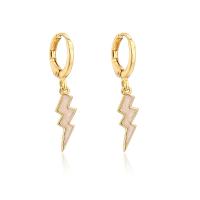 Huggie Hoop Drop Earring, Brass, gold color plated, for woman & enamel, more colors for choice, 5x30mm, Sold By Pair