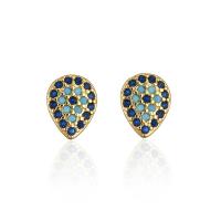 Evil Eye Earrings, Brass, gold color plated, different styles for choice & micro pave cubic zirconia & for woman & enamel, blue, Sold By Pair