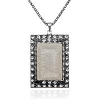 Zinc Alloy Sweater Chain Necklace with Resin Rectangle polished fashion jewelry & lantern chain & for man & with rhinestone & blacken Sold Per 60 cm Strand