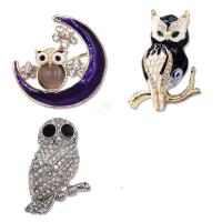 Enamel Brooch, Tibetan Style, Owl, plated, Unisex & different styles for choice & with rhinestone, nickel, lead & cadmium free, 10PCs/Lot, Sold By Lot