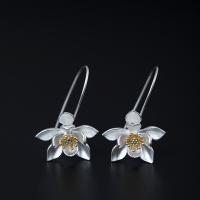 925 Sterling Silver Drop &  Dangle Earrings, Flower, for woman, silver color, 16x28mm, Sold By Pair