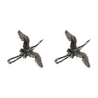 925 Sterling Silver Stud Earrings, Crane, for woman, silver color, 23x22mm, Sold By Pair