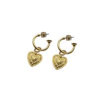 Boucles d'oreilles pendantes en laiton, coeur, pour femme, 17x40mm, Vendu par paire