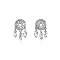 Brass Dream Catcher Earring, platinum color plated, micro pave cubic zirconia & for woman & hollow, 14x20mm, Sold By Pair