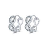 Brass Huggie Hoop Earring plated micro pave cubic zirconia & for woman & hollow 14mm Sold By Pair