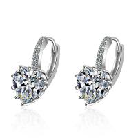 Brass Leverback Earring platinum color plated micro pave cubic zirconia & for woman Inner Approx 11mm Sold By Pair