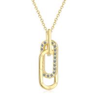 Cubic Zircon Micro Pave Brass Necklace, plated, micro pave cubic zirconia & for woman & hollow, more colors for choice, 8x23mm, Length:Approx 15.74 Inch, Sold By PC