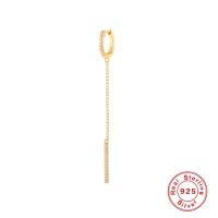Pendiente Pendiente Huggie Hoop, plata de ley 925, chapado en color dorado, micro arcilla de zirconia cúbica & para mujer, 9x69mm, Vendido por UD