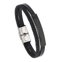 PU Leather Cord Bracelets with 304 Stainless Steel handmade fashion jewelry & Unisex 10mm Length Approx 8.27 Inch Sold By PC