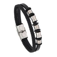 PU Leather Cord Bracelets with 304 Stainless Steel handmade fashion jewelry & Unisex 10mm Length Approx 8.27 Inch Sold By PC