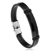 PU Leather Cord Bracelets with Silicone & 304 Stainless Steel handmade fashion jewelry & for man 10mm Length Approx 8.27 Inch Sold By PC