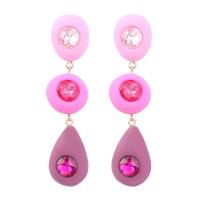 Resin Earring, Tibetan Style, with Resin & Acrylic, fashion jewelry & for woman, pink, 80x19mm, Sold By Pair