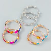 Rhinestone náušnice, Zinek, módní šperky & pro ženy & se skleněnou drahokamu, více barev na výběr, 71x70mm, Prodáno By Pair