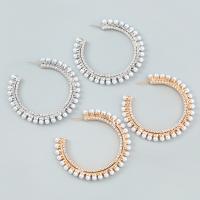 Pendientes de Perno de Aleación de Zinc, con Perlas de plástico ABS, Joyería & para mujer, más colores para la opción, 72x59mm, Vendido por Par