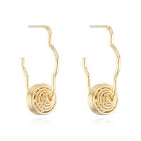 Boucles d'oreilles pendantes en laiton, Plaqué d'or, bijoux de mode & pour femme, doré, 35x24mm, Vendu par paire