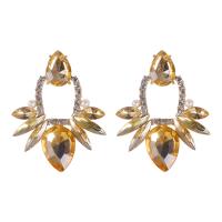 Zinc Alloy Stud Earring fashion jewelry & for woman & with glass rhinestone Sold By Pair