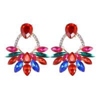 Tibetan Style Stud Earring, fashion jewelry & for woman & with glass rhinestone, more colors for choice, 45x37mm, Sold By Pair