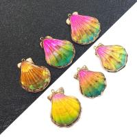 Shell Pendant, with Brass, plated, Unisex, multi-colored, 30x37-42x48mm, Sold By PC