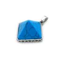 Gemstone Pendants Jewelry, Natural Stone, with Tibetan Style, Pyramidal, silver color plated, different materials for choice & Unisex, more colors for choice, 28x32mm, Sold By PC
