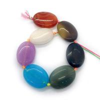 Natural Stone Beads, Oval, random style & DIY, mixed colors, 18x25mm, Sold Per Approx 38 cm Strand
