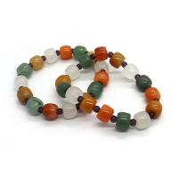 Gemstone Bracelets Natural Stone barrel Unisex mixed colors Length Approx 18 cm Sold By PC