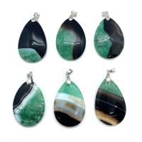 Agate Jewelry Pendants, Teardrop, Unisex, more colors for choice, 31x44mm, Sold By PC