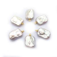 Pendentifs perles d'eau douce, perle d'eau douce cultivée, rectangle, poli, unisexe, blanc, 15x23mm, Vendu par PC
