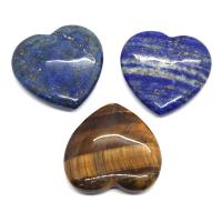 Gemstone Jewelry Beads, Tiger Eye, with Lapis Lazuli, Heart, DIY & no hole, more colors for choice, 40mm, Sold By PC