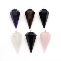 Gemstone Pendants Jewelry, with Brass, Conical, silver color plated, DIY & different materials for choice, more colors for choice, 17x40mm, Sold By PC