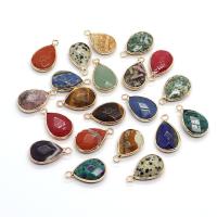 Colgantes de Gemas, Piedras preciosas, con metal, Gota, chapado en color dorado, Bricolaje & diferentes materiales para la opción & facetas, más colores para la opción, 14x23mm, Vendido por UD