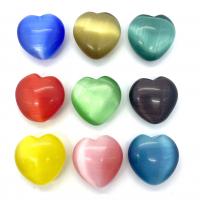 Cats Eye Jewelry Beads, Heart, random style & DIY & no hole, mixed colors, 30x30mm, Sold By PC