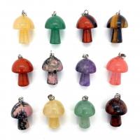 Gemstone Pendants Jewelry, with Brass, mushroom, silver color plated, DIY & different materials for choice, more colors for choice, 16x25mm, Sold By PC