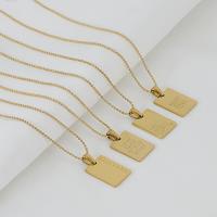 Stainless Steel Jewelry Necklace, 304 Stainless Steel, with 1.97inch extender chain, Rectangle, 18K gold plated, fashion jewelry & different designs for choice & for woman, golden, 19x14x2mm, Length:Approx 17.72 Inch, Sold By PC