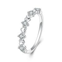 Cupronickel Finger Ring platinum plated & for woman & with rhinestone nickel lead & cadmium free 1.66mm Sold By PC