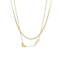 Titanstahl Halskette, mit Verlängerungskettchen von 5cm, Herz, Modeschmuck & Doppel Fass & für Frau, keine, 14x8mm,17x7mm, Länge:39-40 cm, verkauft von PC