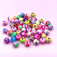 Polymer Ton Perlen , rund, Pinselführung, DIY & verschiedene Größen vorhanden, gemischte Farben, 6/8/10mm, verkauft von PC
