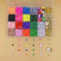 argila de polímero Conjunto de pulseiras DIY, with Caixa plástica, 24 células, Mais cores pare escolha, 190x130x23mm, Aprox 3510PCs/box, vendido por box