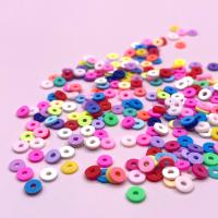 Polymer Clay Beads, Flat Round, DIY, more colors for choice, 6x1mm, Sold By Bag