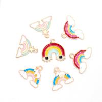 Tibetan Style Enamel Pendants, Rainbow, gold color plated, DIY & different styles for choice, more colors for choice, 5PCs/Bag, Sold By Bag